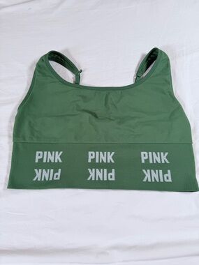 PINK Victoria's Secret Green Logo Sports Bra
